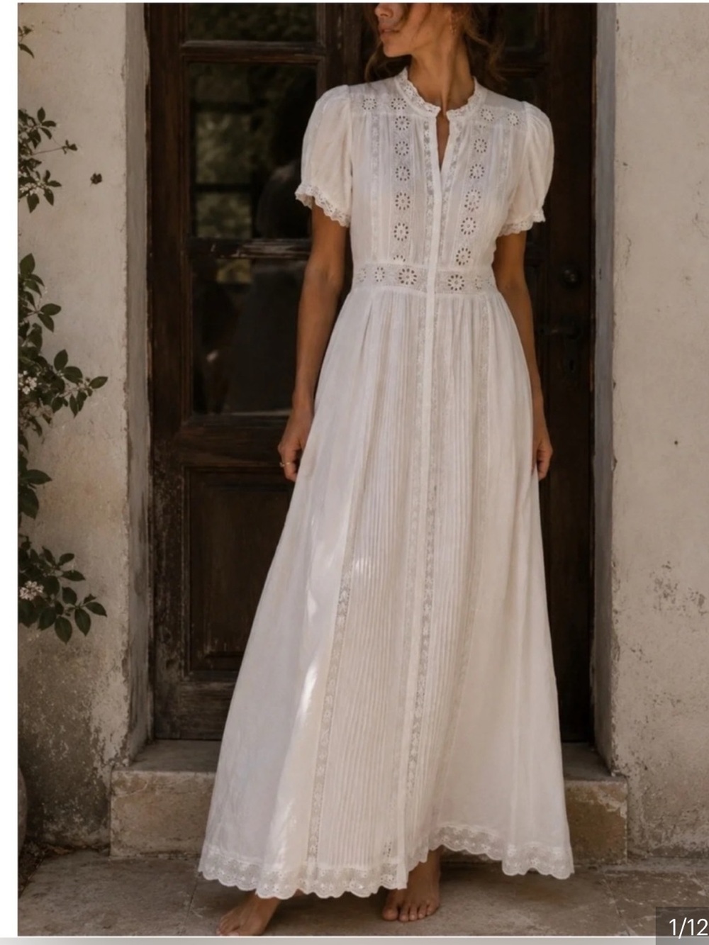 House of Harlow 1960 White Eyelit Embroidered Lace Midi Dress